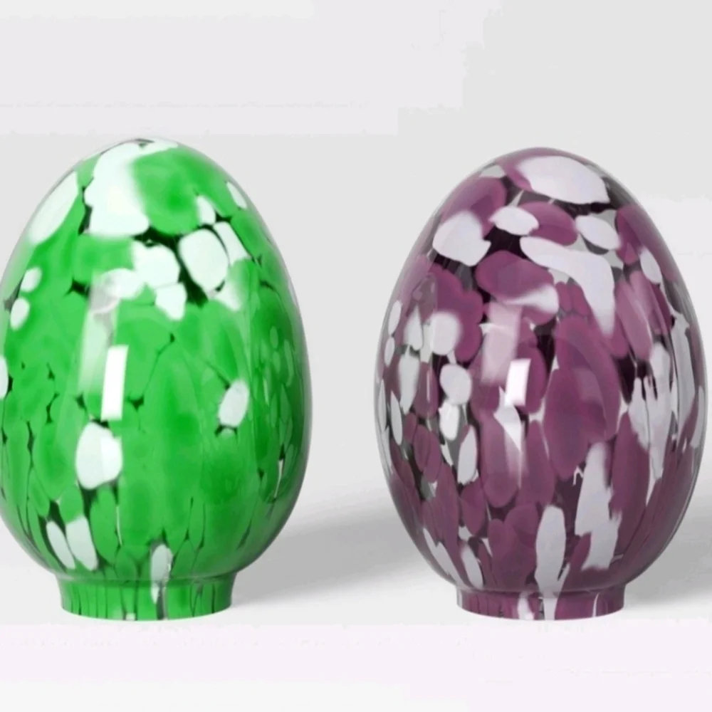 New Threshold 2pk Confetti green and purple Glass Easter Eggs 9.4'